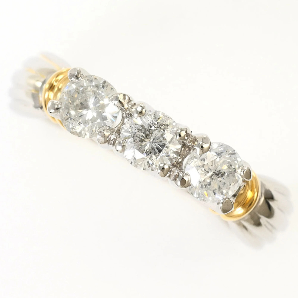 PT900 Platinum 18K Yellow Gold Ring with 0.5ct Diamond, Certificate of Authen...